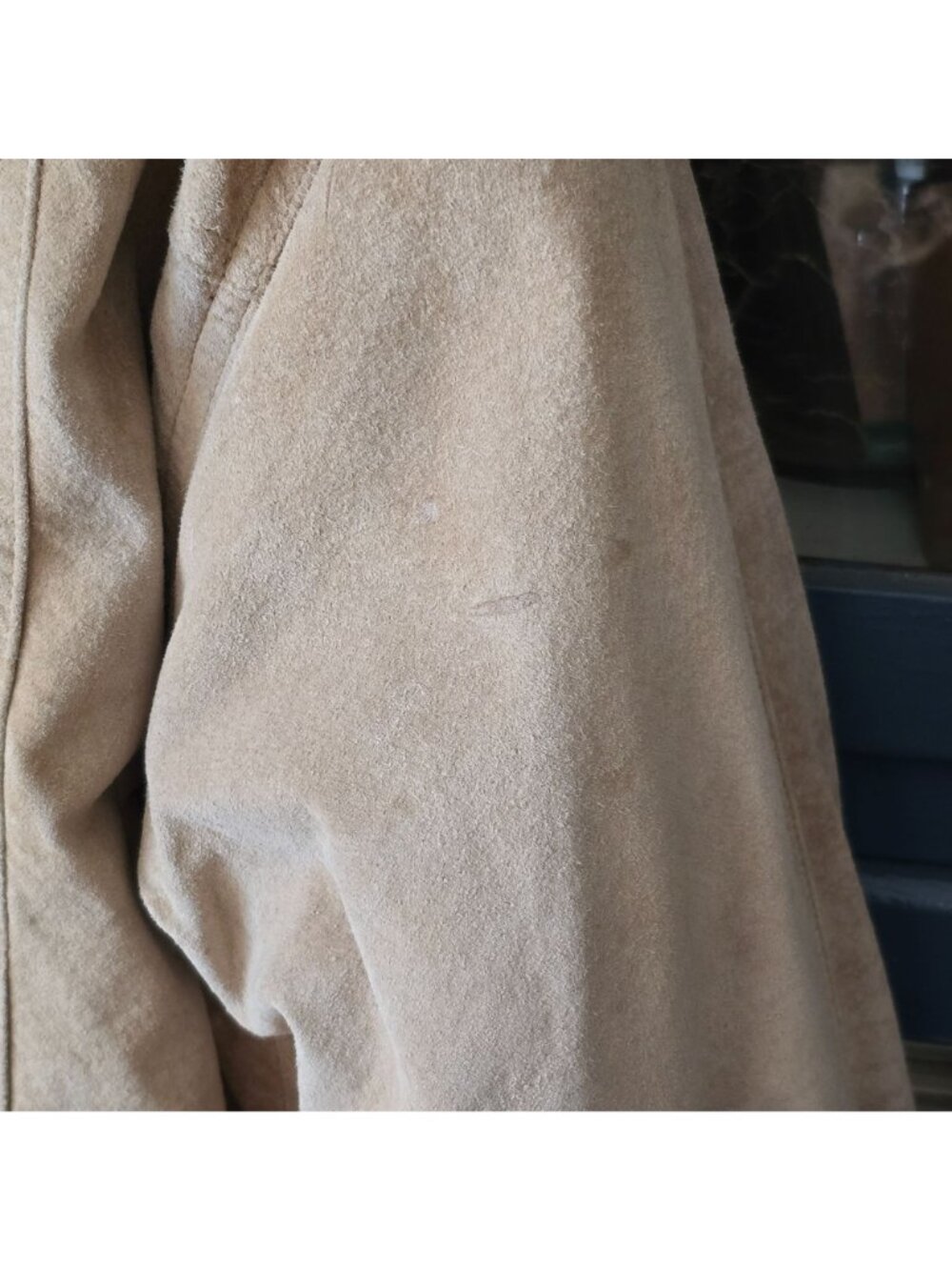 Weathervane Vintage Suede Leather Coat Med Hooded Fleece Western Cowgirl Jacket - Picture 7 of 12